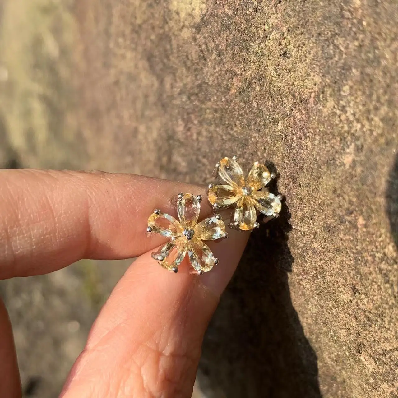 Natural Citrine 925 Sterling Silver Stud Earrings For Women Jewelry Gift Simple Peridot Jewelry Green