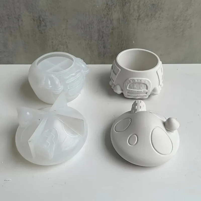 3D Mushroom House Silicone Mold DIY Aromatherapy Gypsum Candle Jar and Jewelry Box Epoxy Resin Home Decor silicone mold