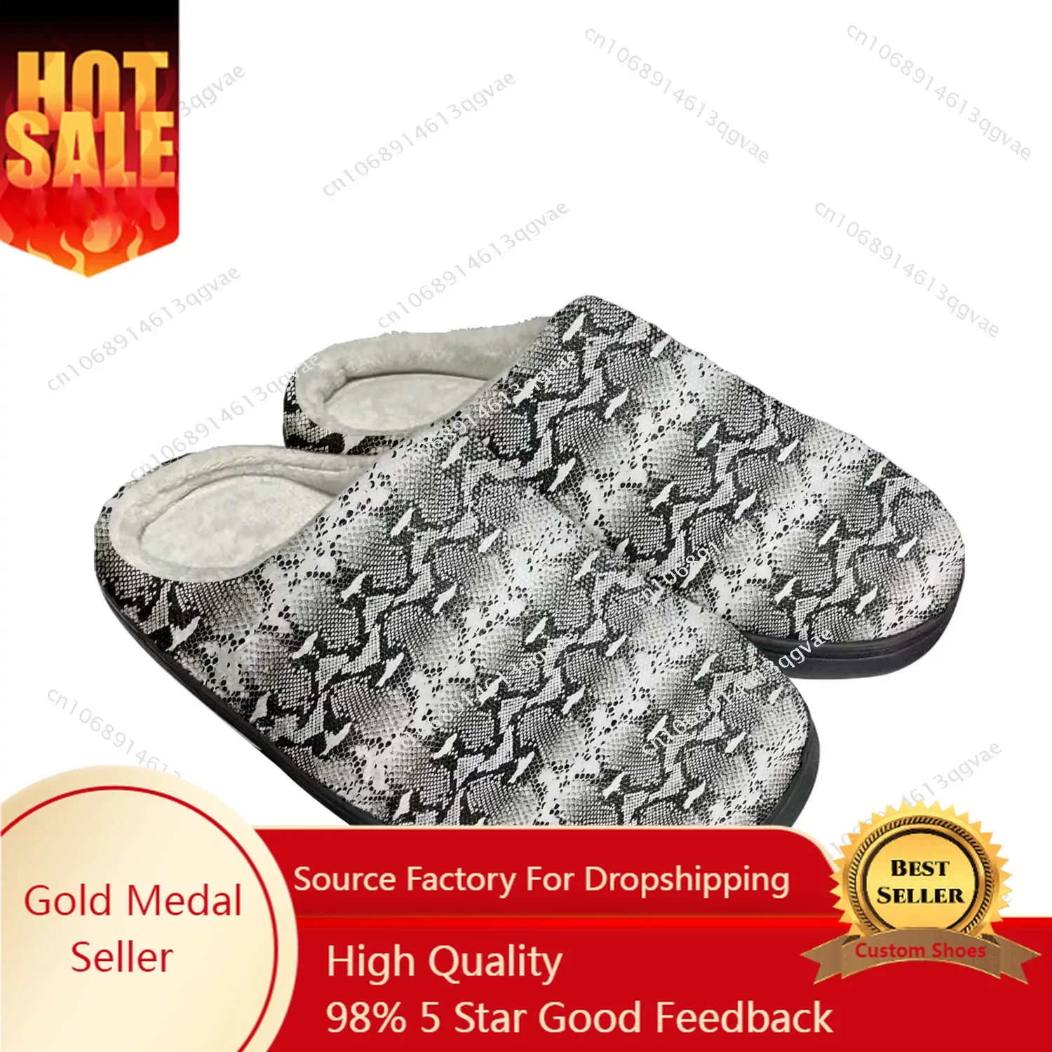 Snake Skin Pattern Home Cotton Custom Slippers Mens Womens Sandals Tide Printed Causal Plush Bedroom Shoes Thermal Slipper