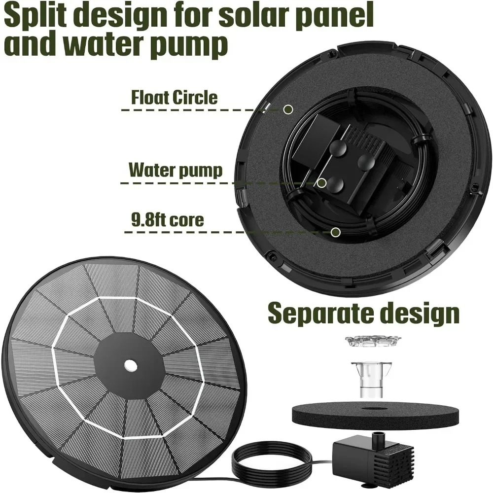 3.5W/2.8W Outdoor Solar Fountain Circular Split Design Fountain Multiple DIY Nozzles Kit Solar Bird Bath Pump