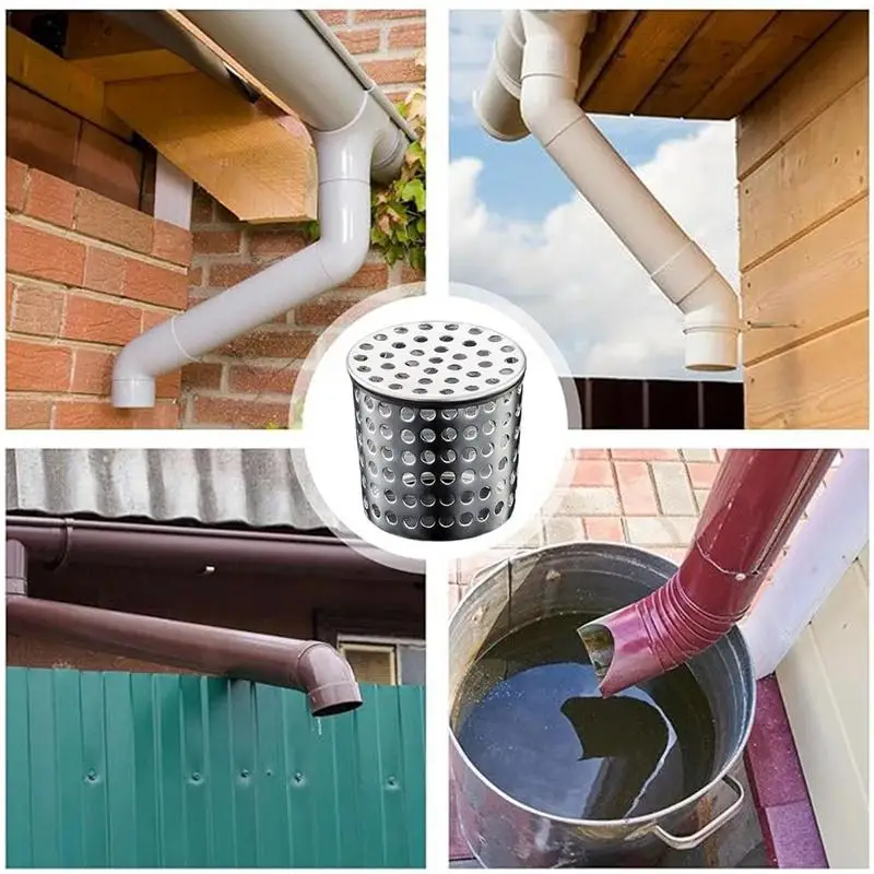 Gutter Downspout Guards Filter Strainer Gutter Protector Cleaner 304 Stainless Steel Filter Strainer Roof Anti-Blocking Drain