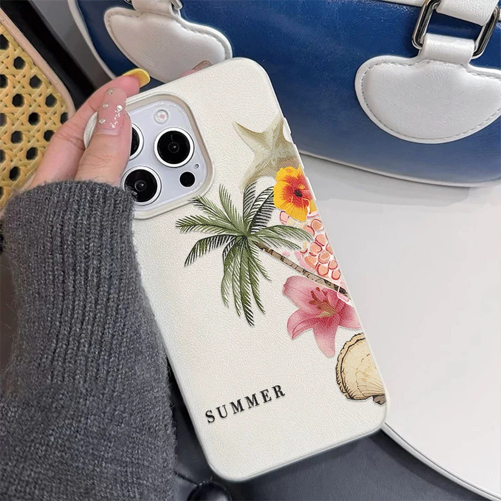 ตัวเลือกสินค้า เคสโทรศัพท์ลายลิ้นจี่ ต้นมะพร้าว ปลาดาว สำหรับ iPhone 17/16/15/14/13/12/11 Plus Pro Max
