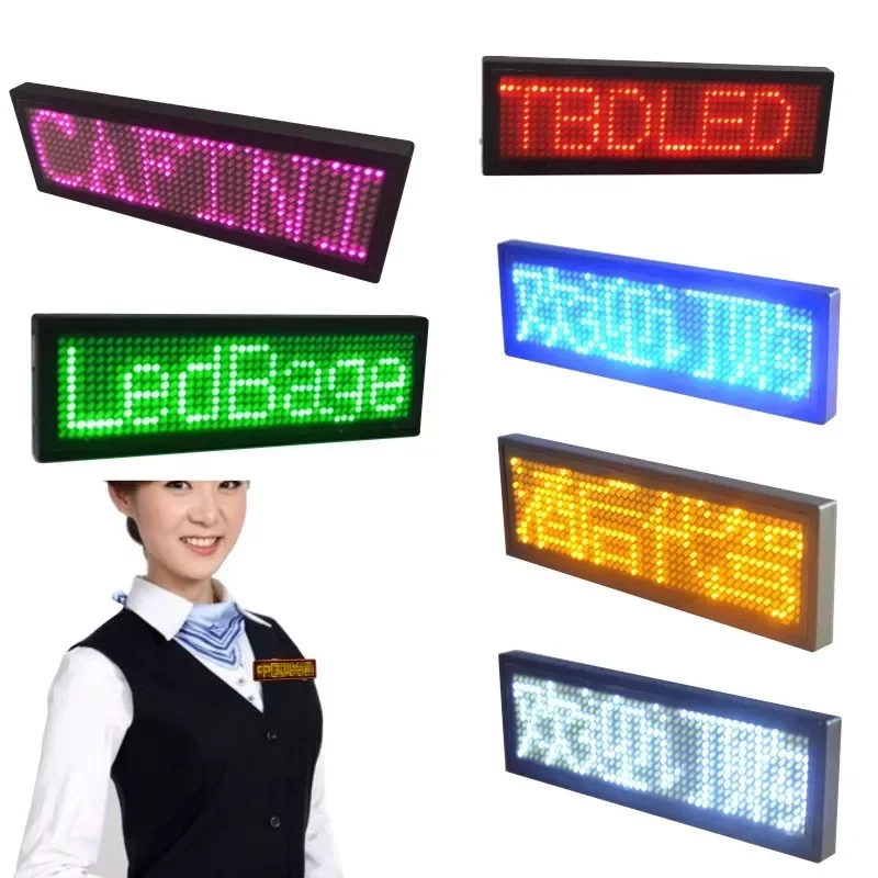 Luminous Led Name Plate Shopping Guide Badge LED Magnetic Badge Plate Bluetooth APP Programmable Scrolling Messages Tag