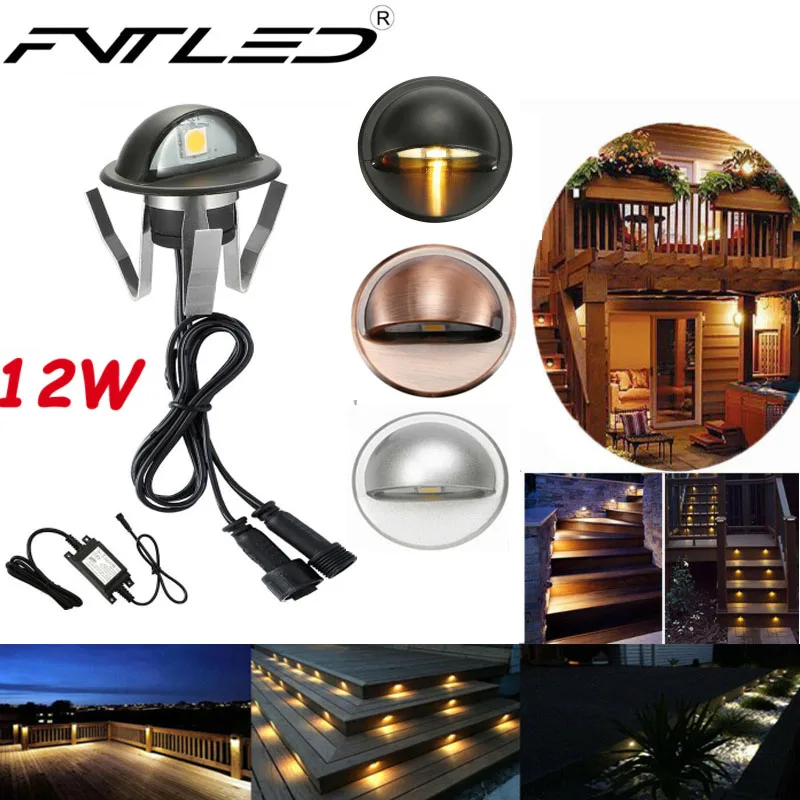 

12Pcs/Set FVTLED DC12V IP65 Half Moon LED Deck Light Rail StepLights Wall Sconce Light For Outdoor Landscape Lighting Spotlights