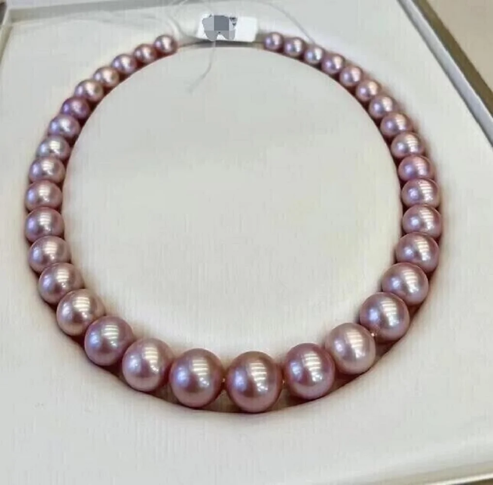 

18 inch AAAA Japanese Akoya 9-10mm purple pearl necklace with 14K gold buckle 18 inch--30inch