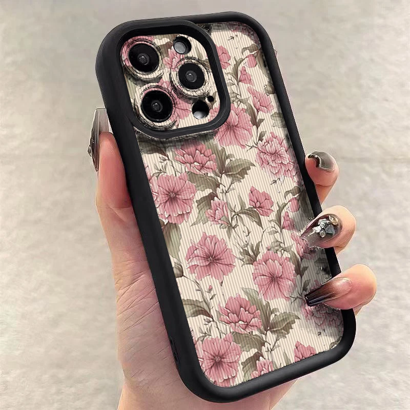 Vintage Floral Pattern Shockproof Candy Silicone Phone Case Cover