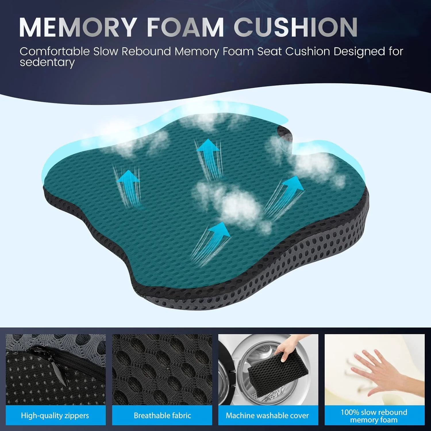 Cushion Non Slip Orthopedic Memory Foam Prostate Cushion for Tailbone Sciaticaback Pain Relief Comfort Chair Car Seat