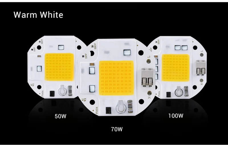 5PCS AC110V 220V COB LED Chip high-power 50W 70W 100W No Need Driver Warm Cold White Full Spectrum Light Lamp Beads Welding Free