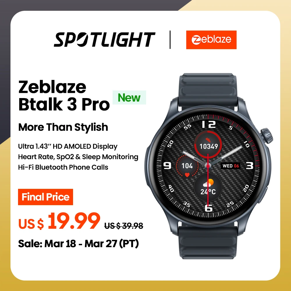 [2024 World Premiere] Zeblaze Btalk 3 Pro Smart Watch Display Amoled Chiamate Telefoniche Bluetooth Hi-Fi Monitoraggio Della Salute E Del Fitness