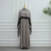 Nouvelle Abaya 2026 Style Dubaï en Dentelle, Ensemble 2 Pièces, Vêtement Islamique Nida, Abaya Modeste pour Femme, Robe Musulmane avec Hijab Assorti