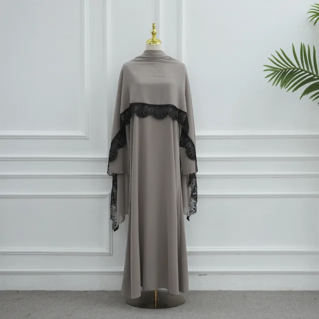 Nouvelle Abaya 2026 Style Dubaï en Dentelle, Ensemble 2 Pièces, Vêtement Islamique Nida, Abaya Modeste pour Femme, Robe Musulmane avec Hijab Assorti