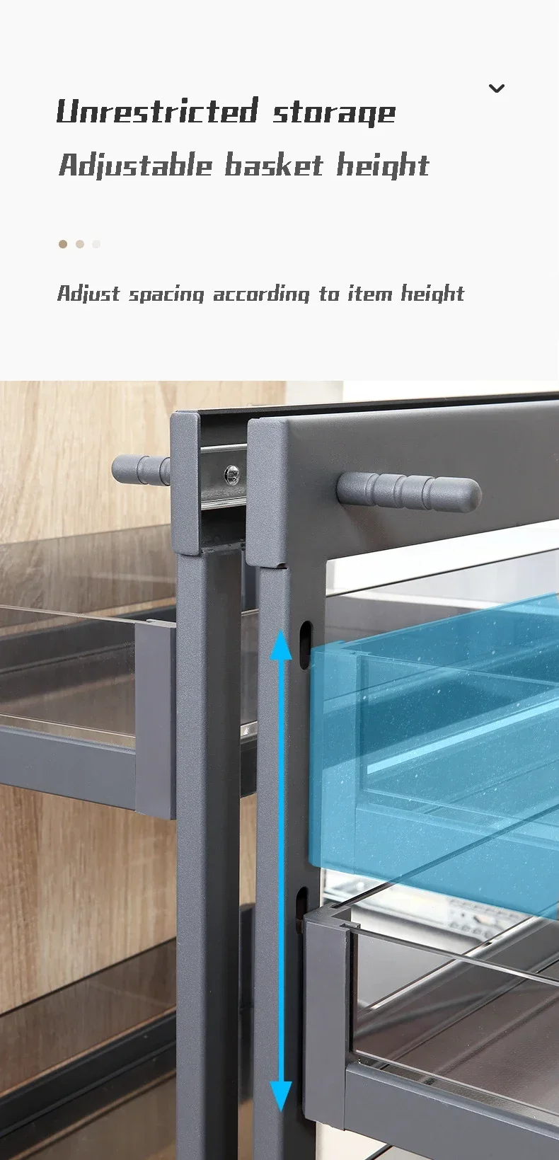 New hot sale kitchen universal magic corner For corner Swivel tray Pull out cupboard glass grey basket for 370mm doorway cupboar