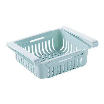 Kitchen Organizer Adjustable Kitchen Refrigerator Storage Rack Fridge Freezer Shelf Holder Pull-out Drawer Organiser Space Saver