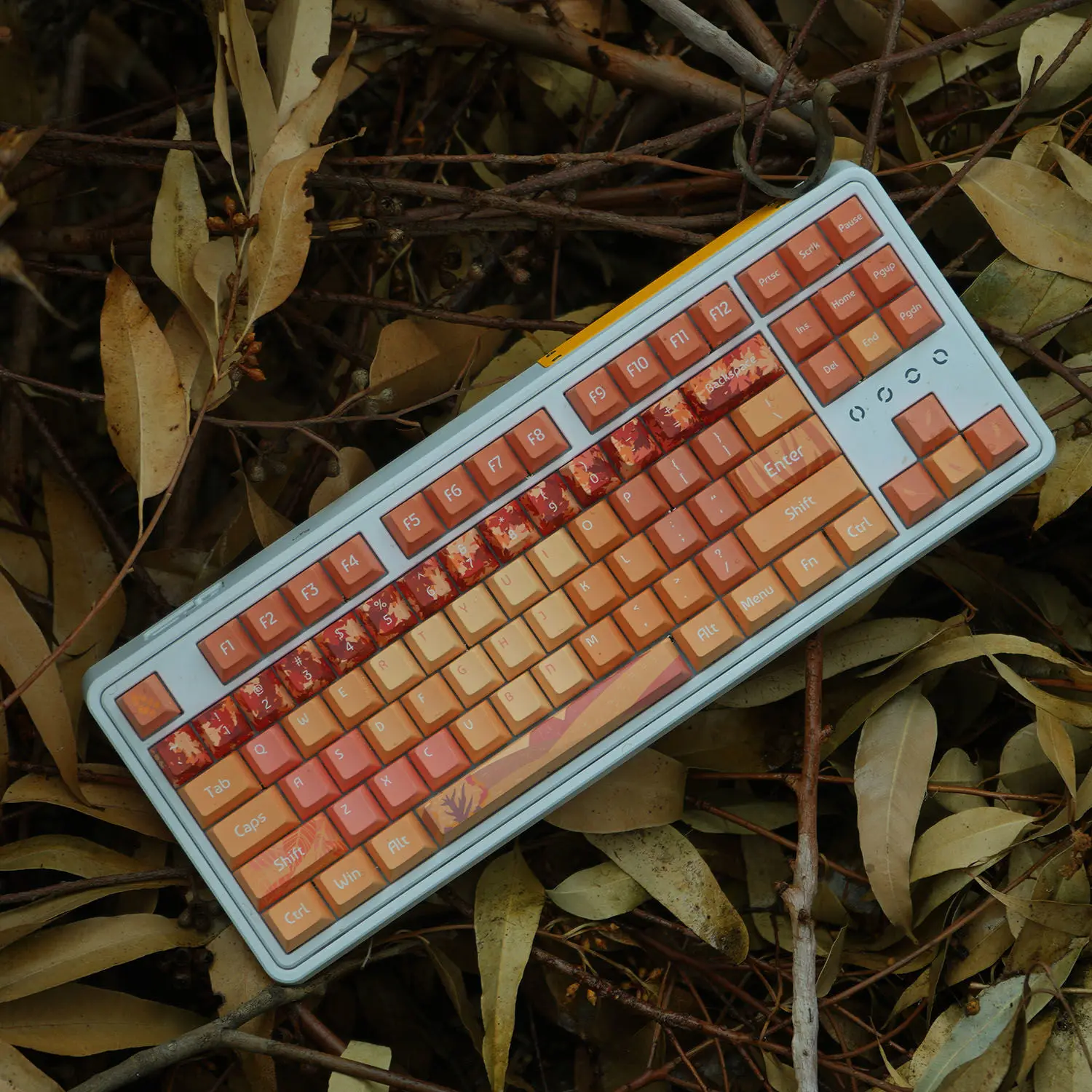 Maple Leaf Golden Cherry Keycap Pequeno Conjunto Completo de Tema de Sublimação de Cinco Lados 129 Teclas para Teclado Mecânico mx Pbt Outono - Imagem 3
