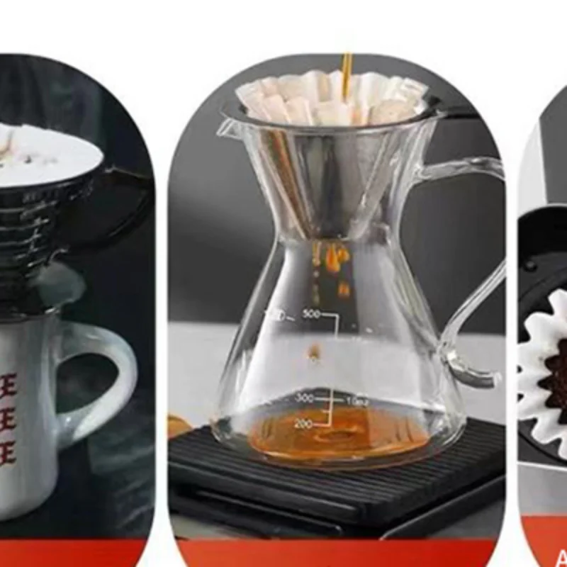 50pcs Hand-ground Coffee Powder Disposable Filter Paper Bowl-shaped Log Pulp American Hand-brewed Coffee Cake Cup Filter Paper