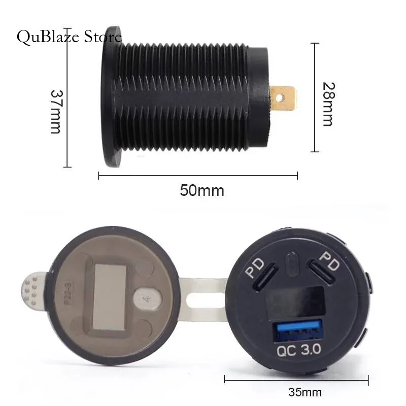 18W QC3.0 USB + 듀얼 45W PD USB-C 고속 충전기(켜기 끄기 스위치 포함)