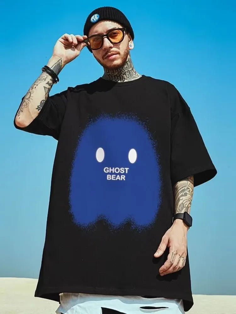 

Summer New Casual Loose T-shirt Short Sleeved Men's Fashion Loose Printing Large 8XL Hip Hop Couple Wear Half Sleeve Cotton Top