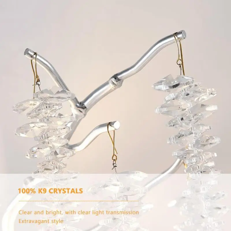 Chrome Round Crystal Led Ceiling Chandelier Light For Bedroom Living Room Dining Kitchen
