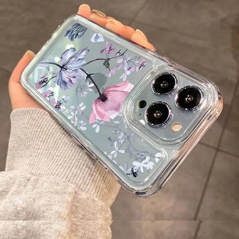 Clear Palm Tree Leaves Floral Phone Case Cover