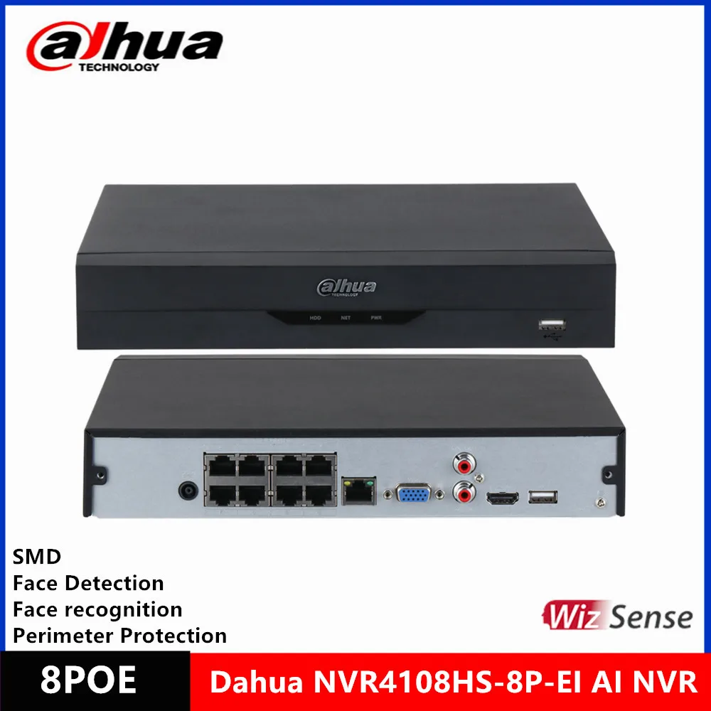 Network video recorder Dahua NVR4104HS-P-EI 4CH with 4Poe & NVR4108HS-8P-EI 8CH with 8POE max support 16MP Resolution 4K WizSense AI NVR Recorder