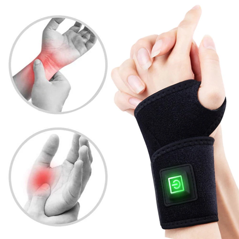 Electric Wrist Thumb Brace Heating Pad 3 Level Temperature Wrist Warmer Support Wristband for Injury Rheumatism Tendonitis