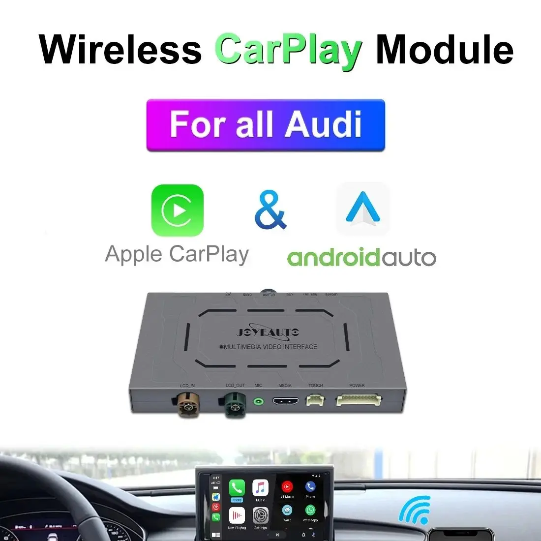

JoyeAuto Wireless Apple CarPlay Retrofit for Audi A3 A4L A5 Q5 Q2 Q7 A1 Q3 A6 A7 A8 MMI 2G 3G 2003-2018 Android Auto Car Play