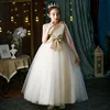 Shiny Toddler Little Big Girls Crystal Bowknot 3D Flower Girl Birthday Party Formal Evening Dance Party Gown 1032 1
