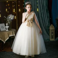 Shiny Toddler Little Big Girls Crystal Bowknot 3D Flower Girl Birthday Party Formal Evening Dance Party Gown 1032 1