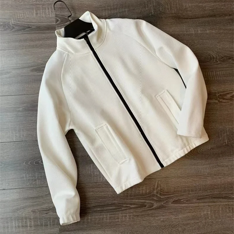 2023 New Spring and Autumn Simple Loose Standing Neck Twill Pocket Casual Loose Solid Color Versatile Oversize Jacket Coat Trend