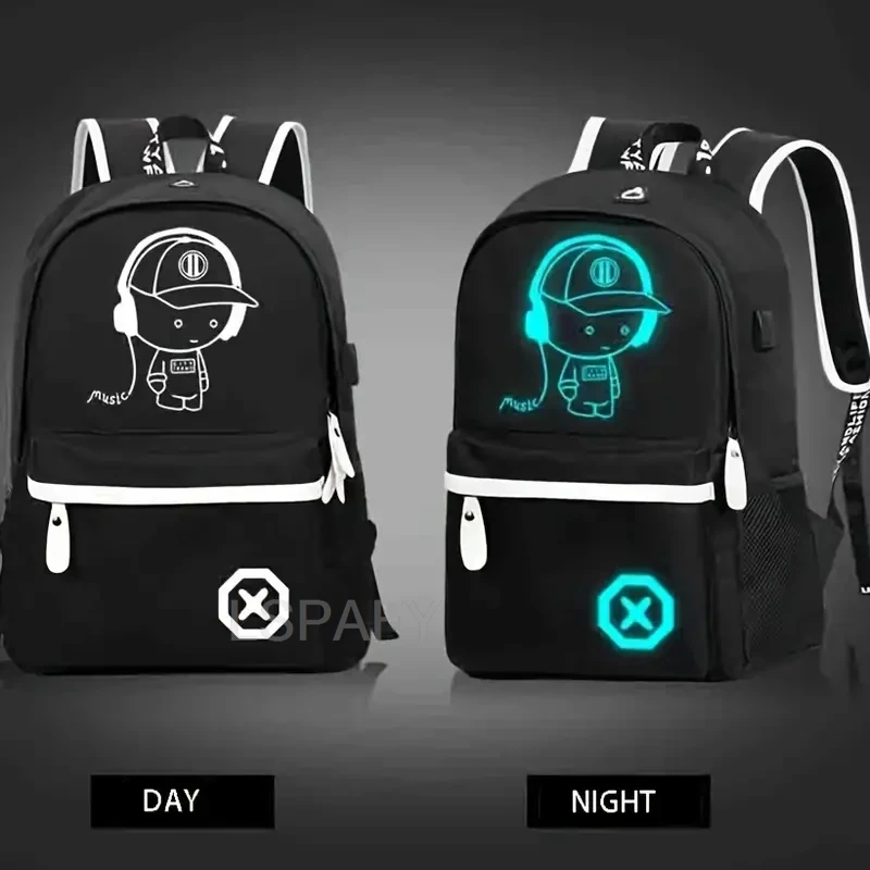 Zaino per bambini, borse da scuola per ragazzi e ragazze, zaino scolastico luminoso anime, borsa per libri impermeabile per bambini, zaino scolastico con ricarica USB, regalo - immagine 3