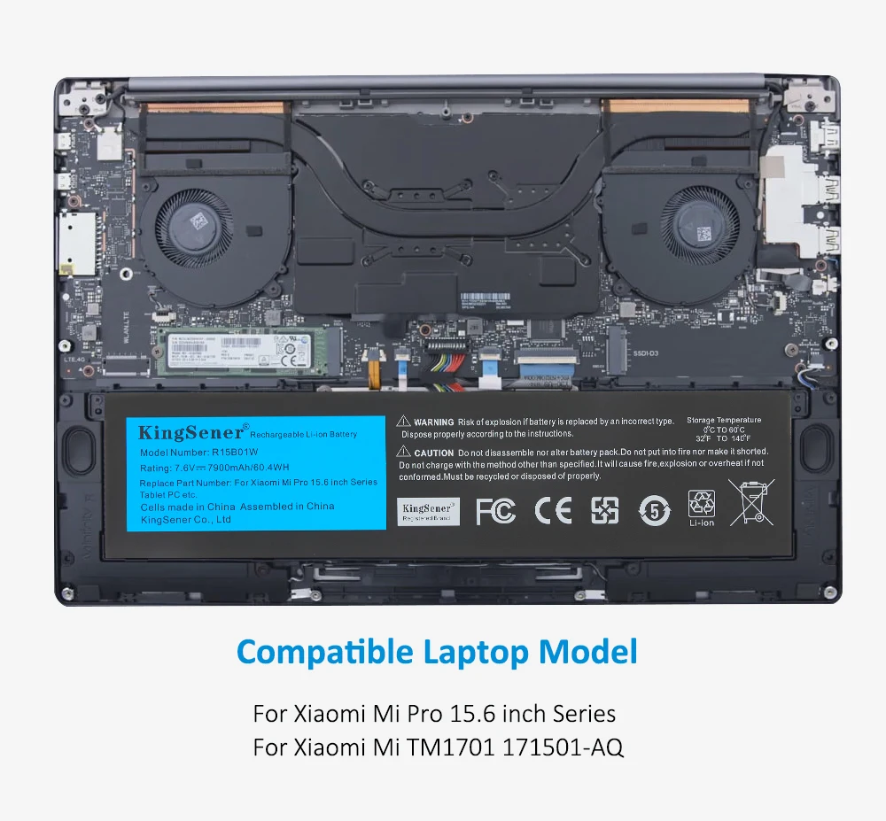KingSener-Bateria do portátil para Xiaomi Pro, R15B01W,