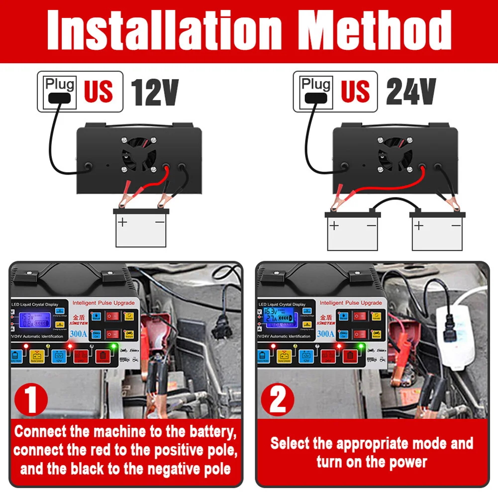 

Charger Car Battery Charger Fully Automatic Intelligent LEDs Battery For Car For Motorcycle Batteries Full Of Self -stop 220W