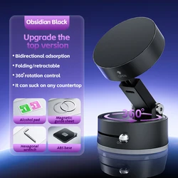 Compact Dual - Sided Magnetic Phone Holder with Foldable Design (360 Black Plus)