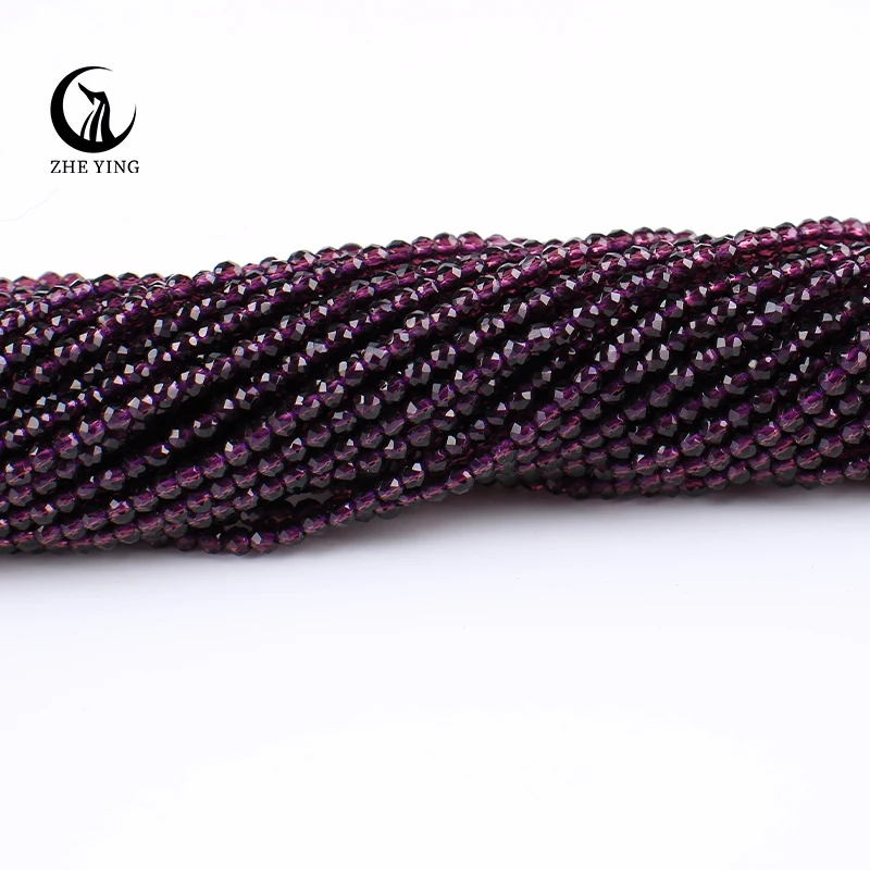 Glass Beads 5 Strands 2mm 3mm Amethyst Purple Hydro Round Faceted Crystal Spacer Bracelet DIY Jewelry Making