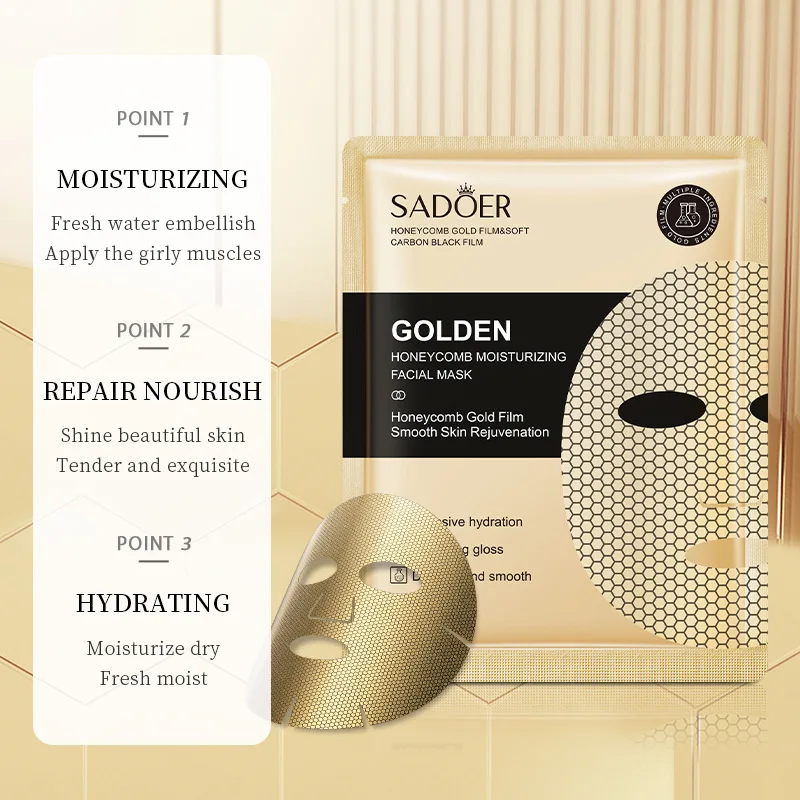 

20Pcs Face Golden Mask Facial Set of Moisturizing Masks Skincare Brightening Antiaging Smoothing Mask Sheet Free Shipping Bulk