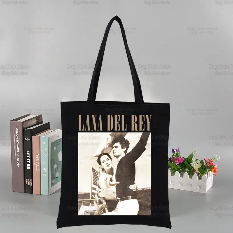 Y2K Singer Lana Del Rey Tela Nera Semplice Cartone Animato Ldr Anni '90 Solo Per La Vita Borse Per La Spesa Ragazze Vita Casual Pacakge Borsa A Mano