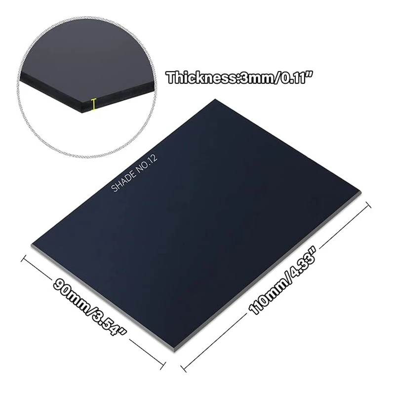 Dark Welding Glass Replacement Lens – Advanced Passive Filter Plate, Adjustable Shade Levels