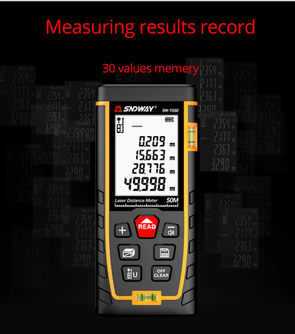SNDWAY 50M 70m 100m 120m Laser distance meter/laser range finder measure tape la