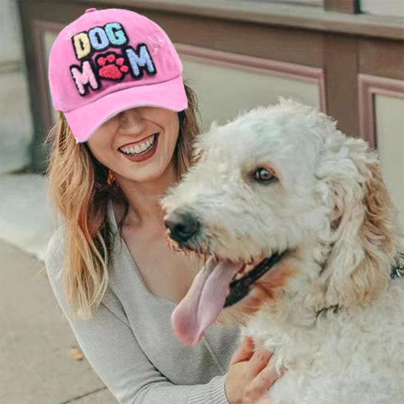 New Dog Mom Embroidered Adjustable Baseball Cap Women Washed Patch Snapback Casual Dad Hat Outdoor Cotton Hip Hop Trucker Caps 2