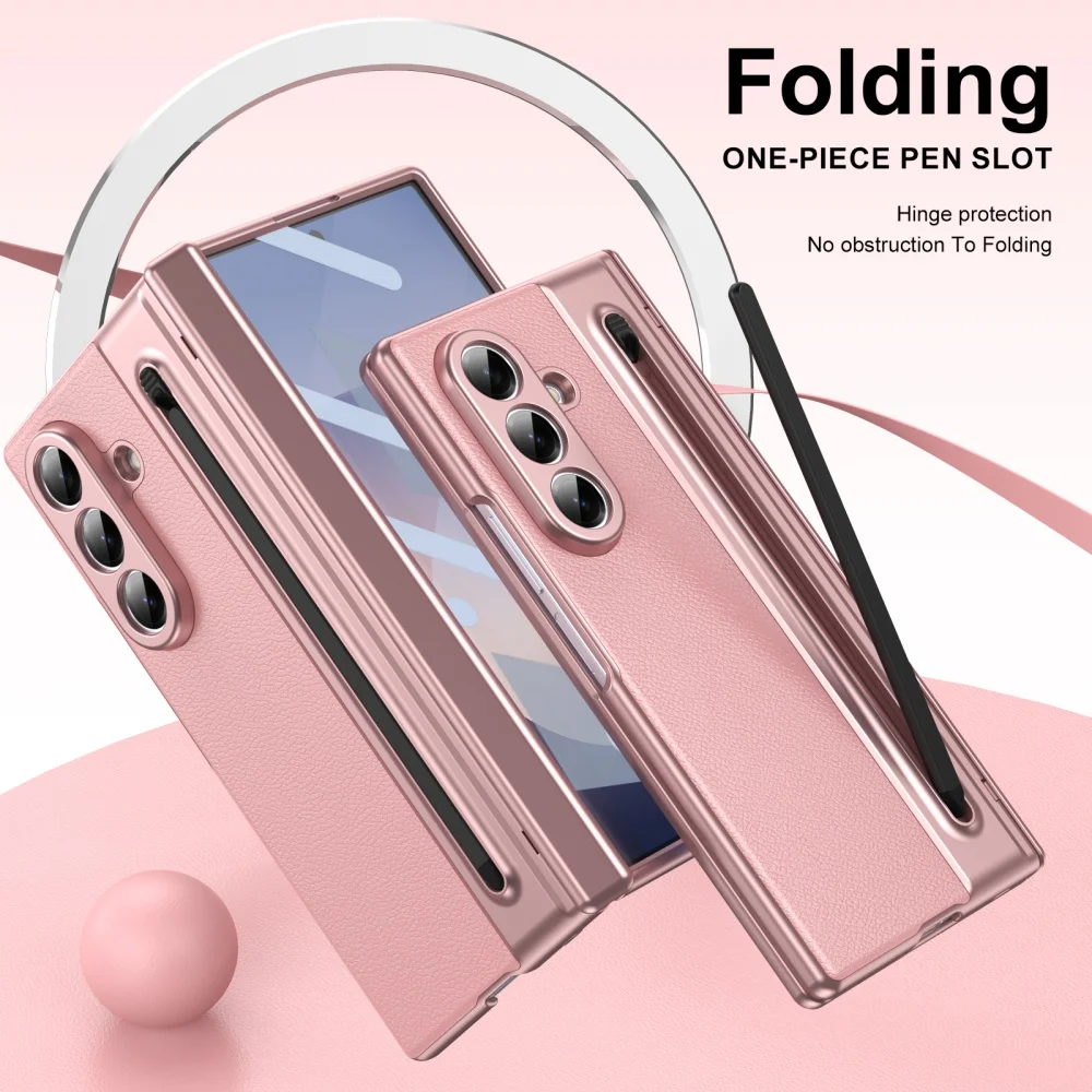 Luxury Leather Case with Hinge Protection and Pen Slot - Includes Glass Film