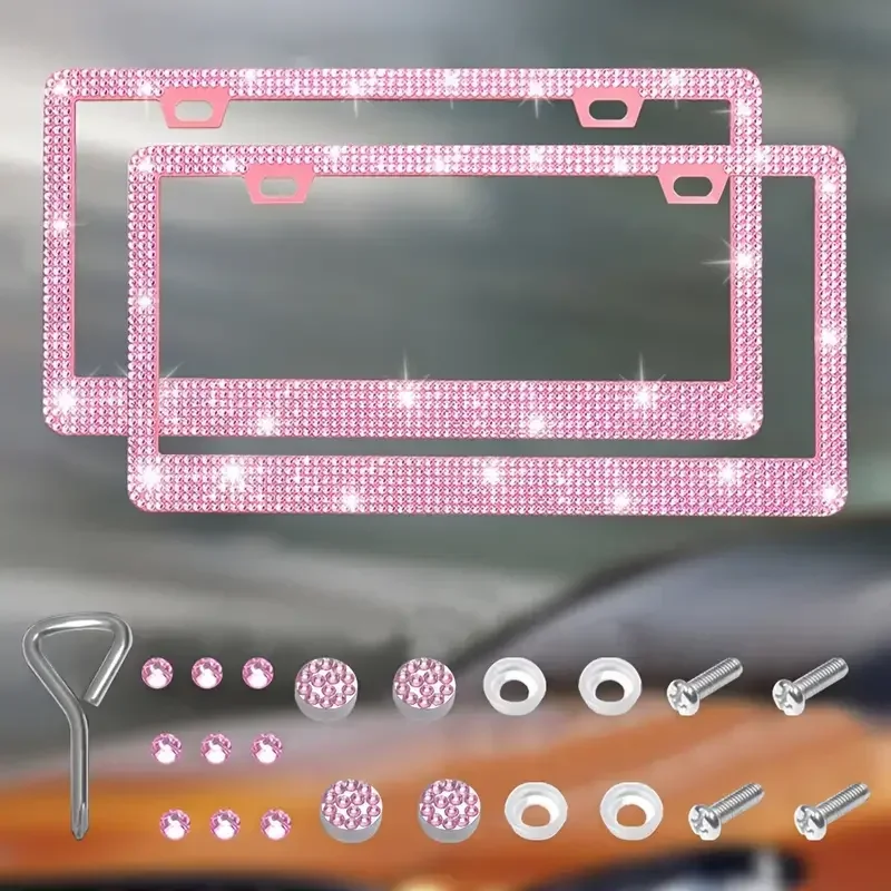 Bling Crystal License Plate Frame 2PCS 31*16cm