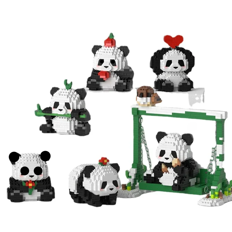 

Creativity Mini Panda Model Building Blocks Huahua Animal Bricks Children's Educational Assembly Desktop Ornament Toys for Kids