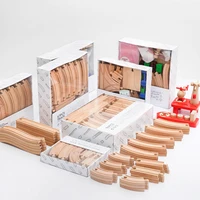 NEW Wooden Track Set Beech Wood Track Expansion Package Railway Train Track Set Fit for All Brands Trains Toys for Kids Gifts 2