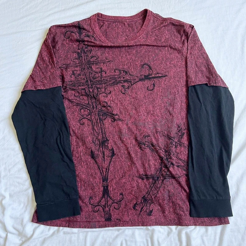 Women Grunge Off Shoulder Tops Emo 2000s Goth Teen Girls Y2K Music