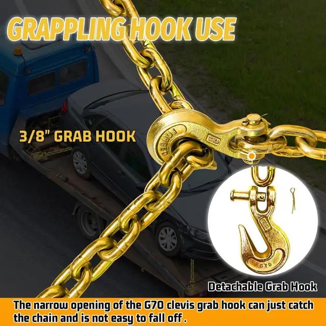 12-Pack 3/8" G70 Clevis Grab Hooks - 7,100 Lbs Working Load Limit, Various Country Origins