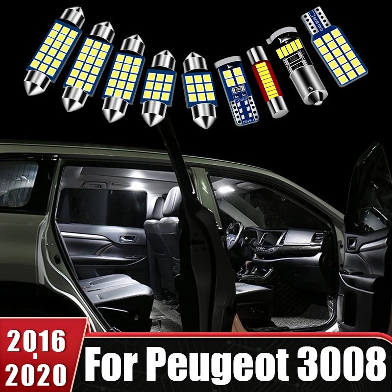 

For Peugeot 3008 II SUV 2016 2017 2018 2019 2020 14pcs Car LED Lights Interior Reading Bulb Dome Lamp Trunk Lights Accessories