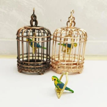 Alla moda in miniatura in metallo gabbia per uccelli ferro fai da te mini casa delle bambole ornamento casa decorazione appesa per 1/6 1/12 camera dei mobili