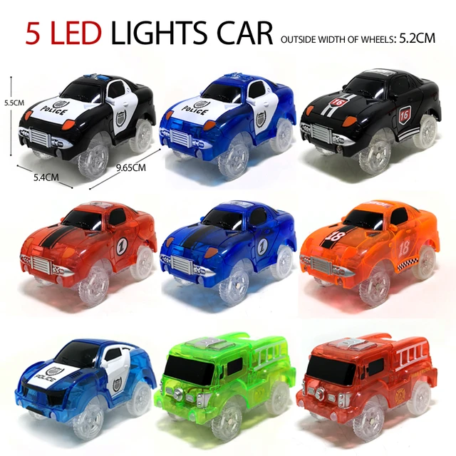 Piste changeante avec éclairage LED voiture de course flexible rail voiture  électrique ensemble jouet pour enfants