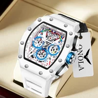 Montre de luxe pour hommes ONOLA mode décontracté multifonctionnel bande de Silicone étanche montre à Quartz blanc 1
