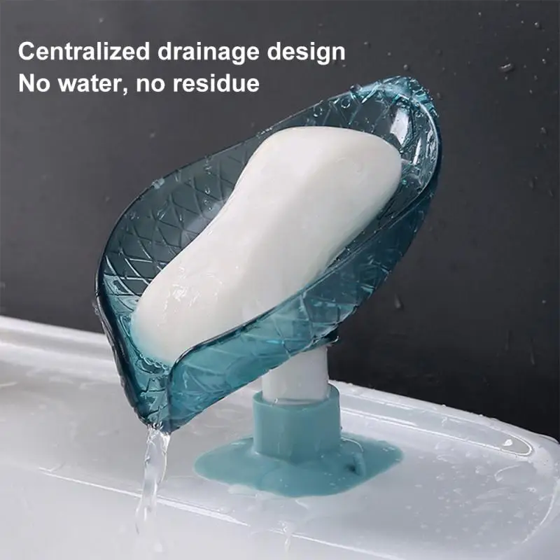 

Creative Leaf Shaped Soap Box Bathroom Soap Container Perforated Free Drain Soap Box Green Household Soap Tray Accessories